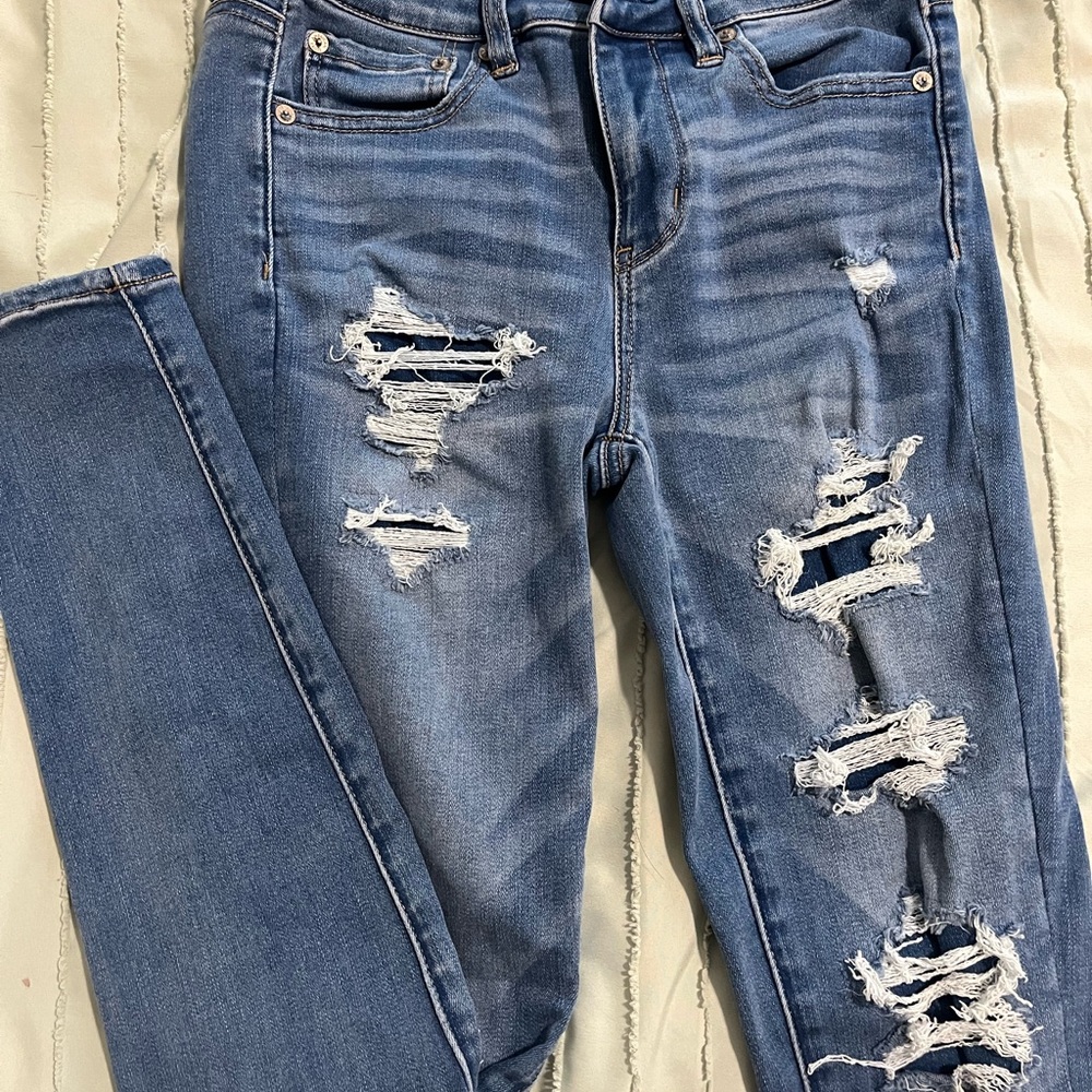 American Eagle Outfitters Ripped Blue Skinny Jeans